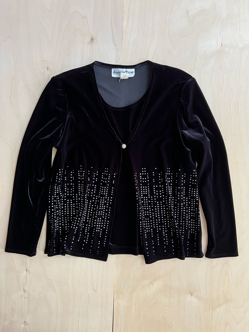 Vintage two layer black velvet glitter top